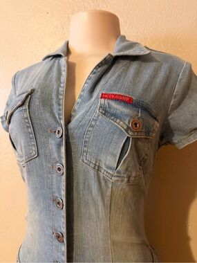 Hot Kiss Light Wash Denim Button-Up Short